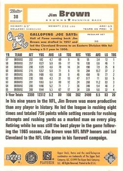 1999 Upper Deck Retro #38 Jim Brown Back