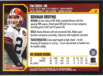 2000 Bowman #37 Tim Couch Back