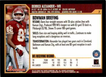 2000 Bowman #7 Derrick Alexander Back