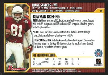 2000 Bowman #16 Frank Sanders Back