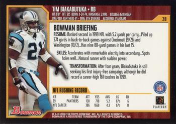 2000 Bowman #28 Tim Biakabutuka Back