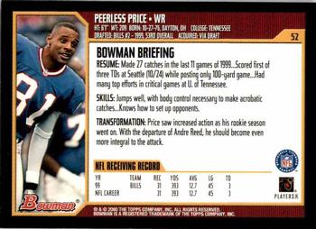 2000 Bowman #52 Peerless Price Back