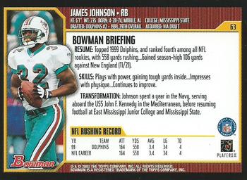 2000 Bowman #63 James Johnson Back