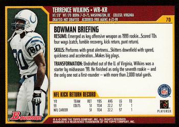 2000 Bowman #70 Terrence Wilkins Back