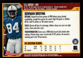 2000 Bowman #73 E.G. Green Back
