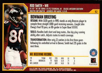 2000 Bowman #92 Rod Smith Back