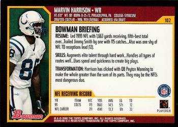 2000 Bowman #102 Marvin Harrison Back