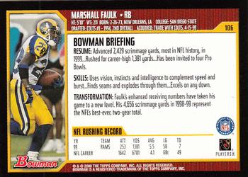 2000 Bowman #106 Marshall Faulk Back