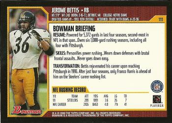 2000 Bowman #111 Jerome Bettis Back