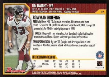 2000 Bowman #117 Tim Dwight Back