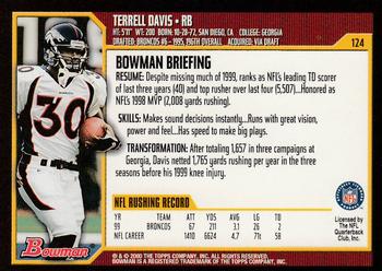 2000 Bowman #124 Terrell Davis Back