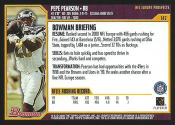 2000 Bowman #142 Pepe Pearson Back