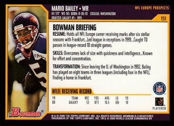 2000 Bowman #151 Mario Bailey Back