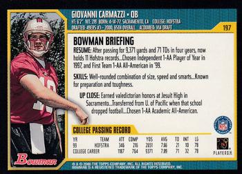 2000 Bowman #197 Giovanni Carmazzi Back