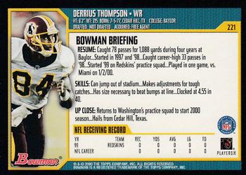 2000 Bowman #221 Derrius Thompson Back