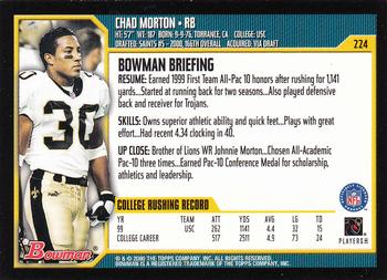 2000 Bowman #224 Chad Morton Back