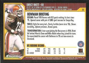 2000 Bowman Chrome #33 Errict Rhett Back