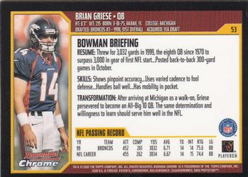 2000 Bowman Chrome #53 Brian Griese Back
