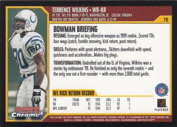 2000 Bowman Chrome #70 Terrence Wilkins Back
