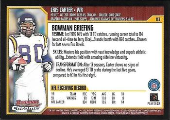 2000 Bowman Chrome #113 Cris Carter Back