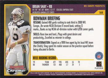 2000 Bowman Chrome #144 Brian Shay Back