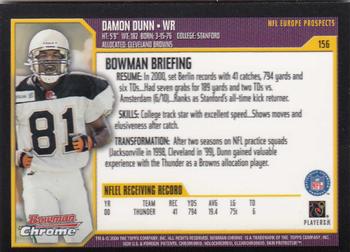 2000 Bowman Chrome #156 Damon Dunn Back