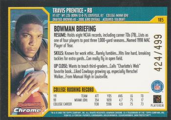 2000 Bowman Chrome #185 Travis Prentice Back