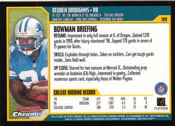 2000 Bowman Chrome #189 Reuben Droughns Back