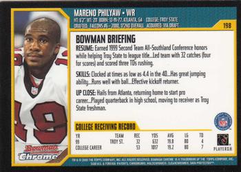 2000 Bowman Chrome #198 Mareno Philyaw Back