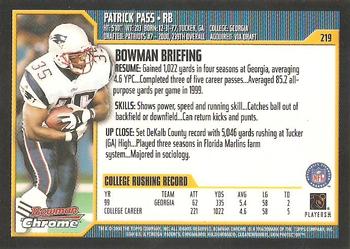 2000 Bowman Chrome #219 Patrick Pass Back