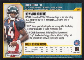 2000 Bowman Chrome #237 Deltha O'Neal Back