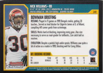 2000 Bowman Chrome #241 Nick Williams Back