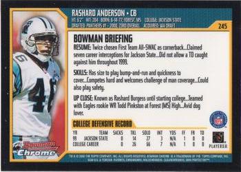 2000 Bowman Chrome #245 Rashard Anderson Back