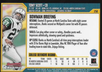 2000 Bowman Chrome #250 Tony Scott Back