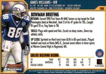 2000 Bowman Chrome #269 James Williams Back