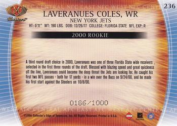 2000 Collector's Edge Masters #236 Laveranues Coles Back