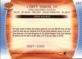 2000 Collector's Edge Masters #242 Corey Simon Back