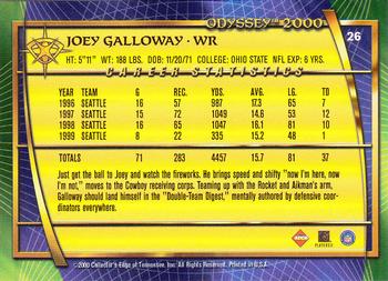 2000 Collector's Edge Odyssey #26 Joey Galloway Back