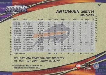 2000 Collector's Edge Supreme #17 Antowain Smith Back