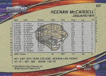 2000 Collector's Edge Supreme #62 Keenan McCardell Back