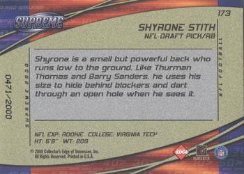 2000 Collector's Edge Supreme #173 Shyrone Stith Back