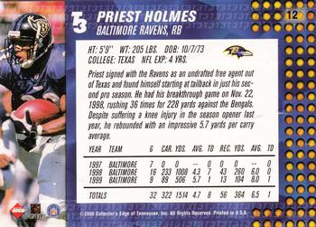 2000 Collector's Edge T3 #12 Priest Holmes Back