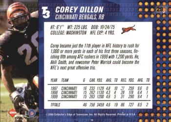 2000 Collector's Edge T3 #29 Corey Dillon Back