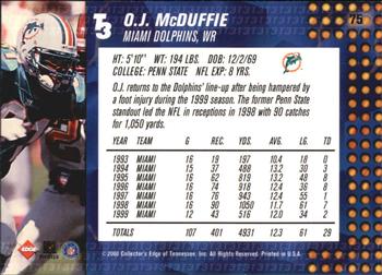 2000 Collector's Edge T3 #75 O.J. McDuffie Back