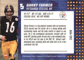 2000 Collector's Edge T3 #208 Danny Farmer Back