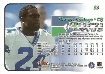 2000 SkyBox Dominion #83 Shawn Springs Back
