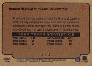 2000 Fleer Tradition #373 Browns Regroup in Huddle for Next Play Back