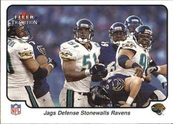 2000 Fleer Tradition #379 Jags Defense Stonewalls Ravens Front