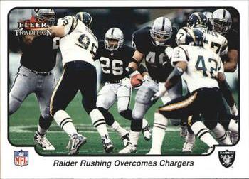 2000 Fleer Tradition #387 Raider Rushing Overcomes Chargers Front