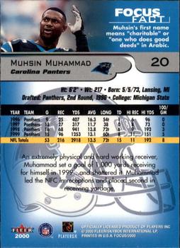 2000 Fleer Focus #20 Muhsin Muhammad Back